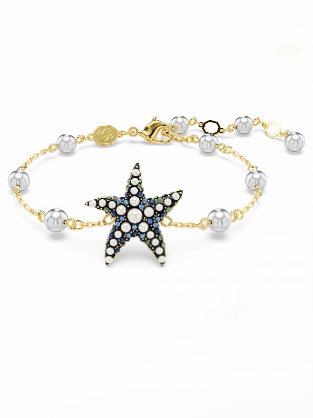 SWAROVISKI Silver Starfish Bracelet with White Pearl Accents